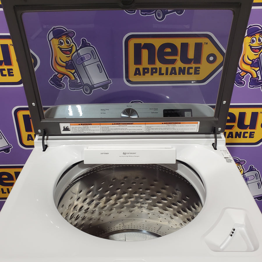 Maytag Top Load 4.8 cu ft Washer with Deep Fill and Slow-Close Glass Lid MVW6200KW - Scratch & Dent (Moderate) and Maytag 7.0 cu ft Electric Dryer with Moisture Sensing and Quick Dry Cycle T8712 - MED6200KW - Scratch & Dent (Moderate)