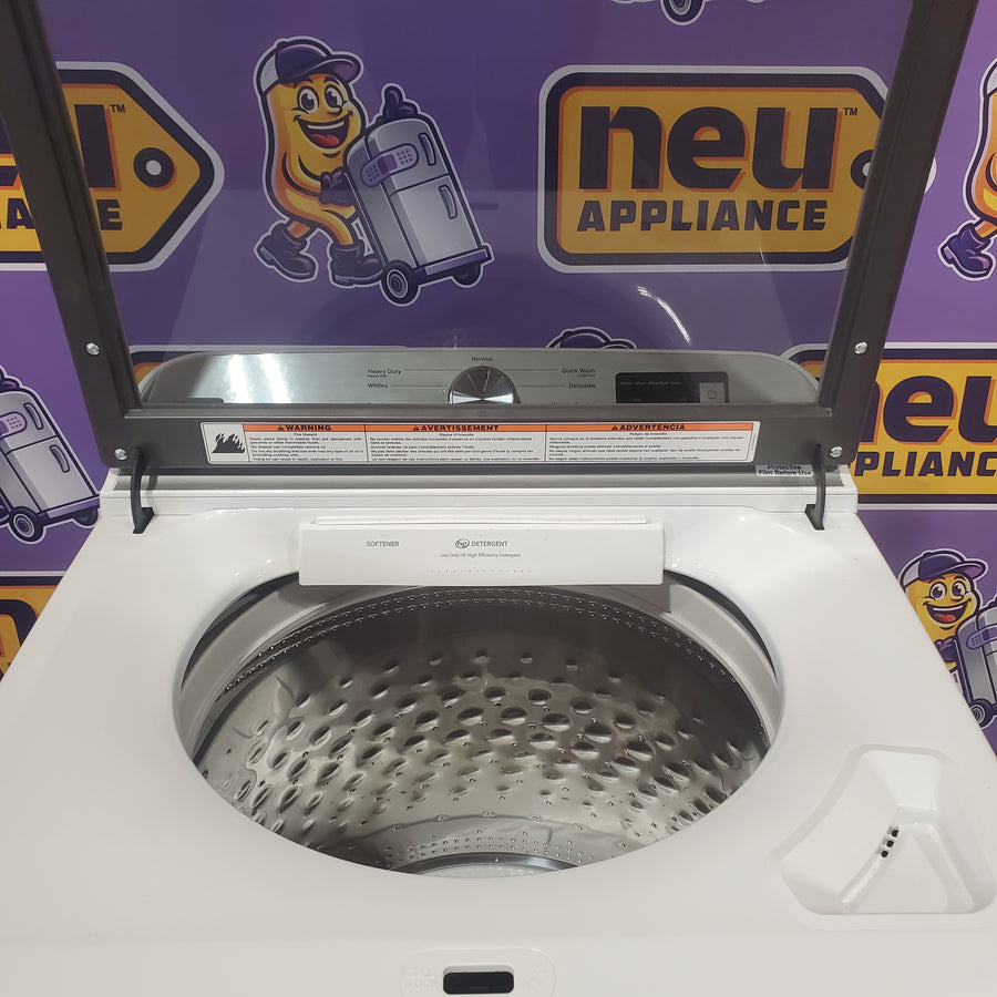 Maytag Top Load 4.8 cu ft Washer with Deep Fill and Slow-Close Glass Lid MVW6200KW - Scratch & Dent (Minor) and Maytag 7.0 cu ft Electric Dryer with Moisture Sensing and Quick Dry Cycle 16191 - MED6200KW - Scratch & Dent (Moderate)