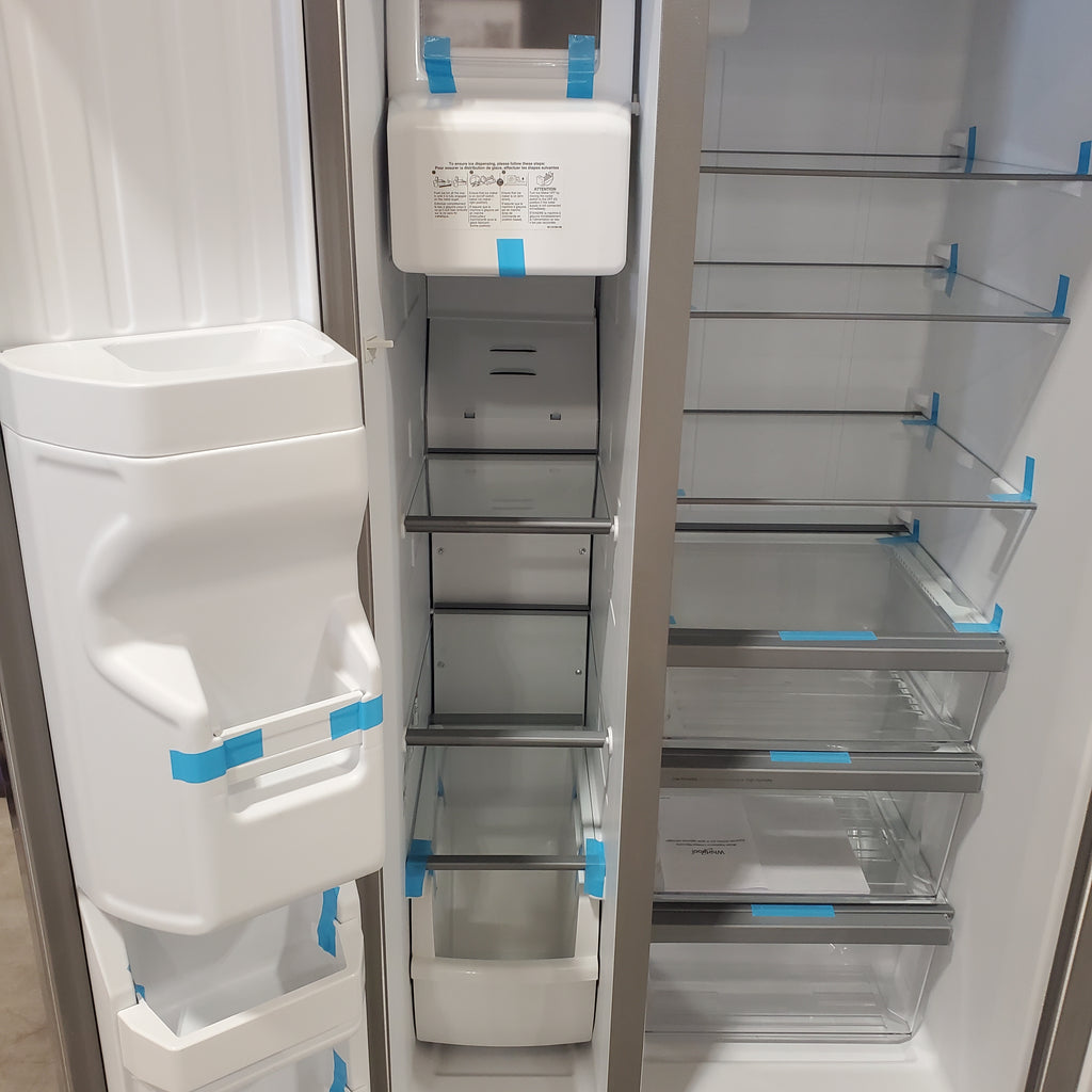 Pictures of Whirlpool 33 Inch Wide Side by Side 21 Cu. Ft. Refrigerator with Can Caddy and Frameless Glass Shelves in Fingerprint Resistant Stainless Steel WRS321SDHZ - Scratch and Dent (Minor) - Neu Appliance Outlet - Discount Appliance Outlet in Austin, Tx