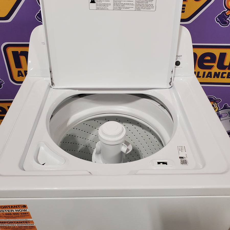 Amana Top Load 3.5 Cu. Ft. Washer with Dual Action Agitator, Porcelain Tub, and Late Lid Lock 22136SD363 - NTW4516FW - Open Box