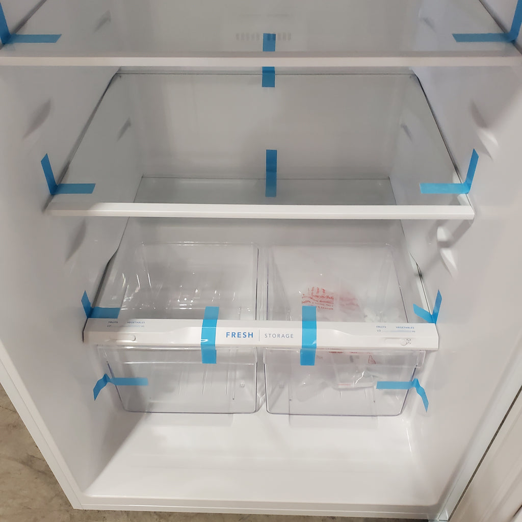 Pictures of Frigidaire Top Freezer 18 Cu. Ft. Capacity Refrigerator with Spacious Interior Storage and Bright LED Lighting in White FFHT1822UW - Scratch and Dent (Major) - Neu Appliance Outlet - Discount Appliance Outlet in Austin, Tx