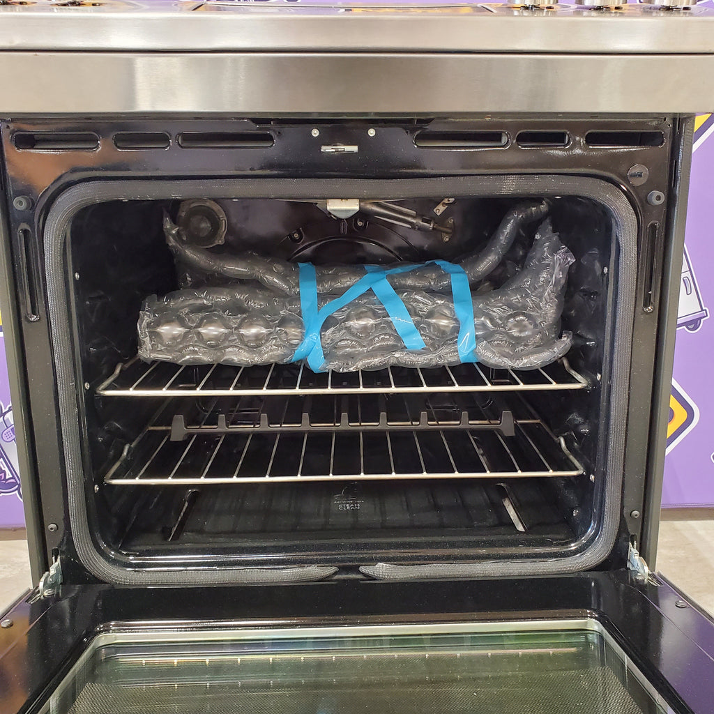 Pictures of GE® 30" Slide-In Front-Control Convection Gas Range with Built-in WiFi, Edge-to-Edge Cooktop, and No Preheat Air Fry JGS760SPSS - Scratch & Dent (Minor) - Neu Appliance Outlet - Discount Appliance Outlet in Austin, Tx