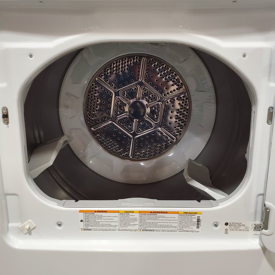 GE White Electric 7.2 Cu. Ft. Capacity Dryer with Up to 120 Ft. Venting and Reversible Door 1CR04122 - GTD38EASWWS - Certified Refurbished