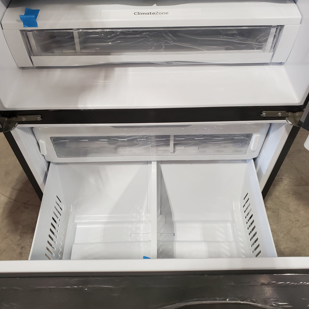 Pictures of GE Energy Star 3 Door French Door 27.7 Cu. Ft. Refrigerator with TwinChill Evaporators in Fingerprint Resistant Stainless Steel GFE28GYNFS - New in Box - Neu Appliance Outlet - Discount Appliance Outlet in Austin, Tx