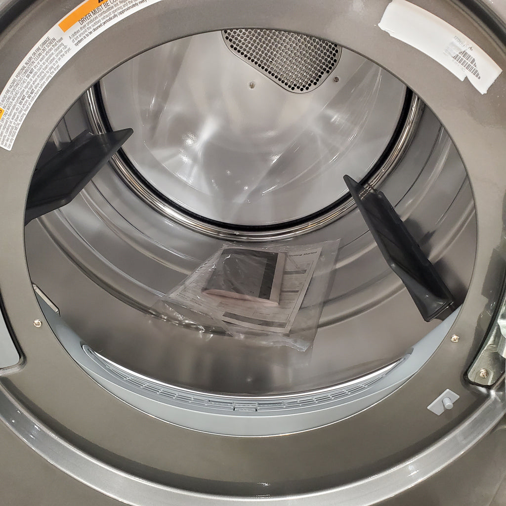 Electrolux Titanium Front Load 600 Series 4.5 Cu. Ft. Washer with Smartboost ELFW7637AT - Scratch & Dent (Minor) and Electrolux 8 cu. ft. vented Front Load Stackable 600 Series Electric Dryer with LuxCare Dry 16098 - ELFE7637AT - Scratch & Dent (Moderate)