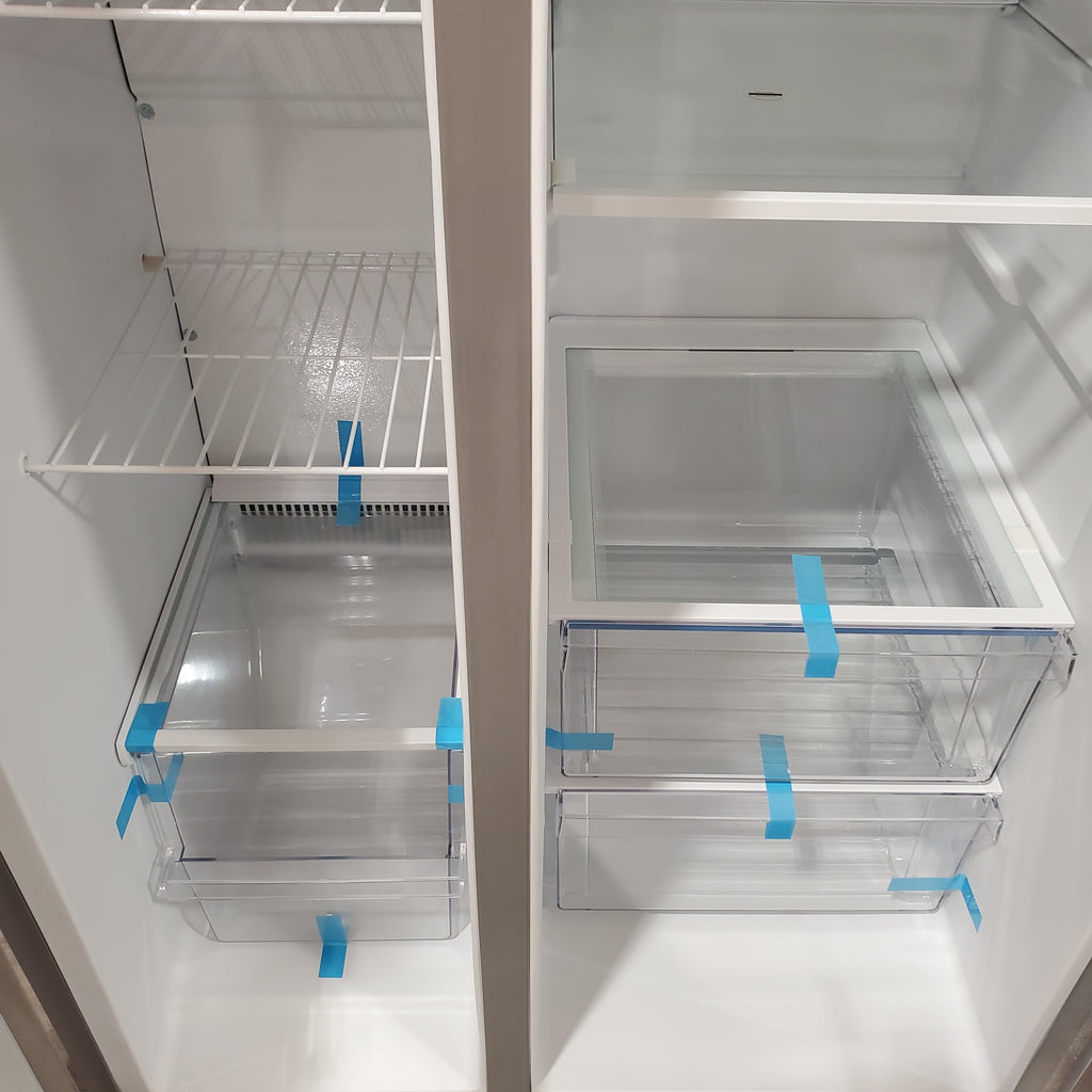 Frigidaire 25.6 cu. ft. ENERGY STAR Side by Side Refrigerator with Exterior Water and Ice Dispenser in Stainless Steel 3SD265 - FRSS2623AS - Scratch & Dent (Major)