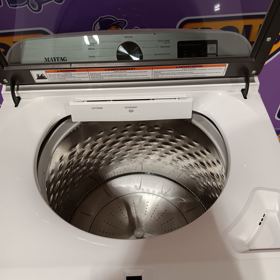 Maytag Top Load 4.8 cu ft Washer with Deep Fill and Slow-Close Glass Lid MVW6200KW - Scratch & Dent (Major) and Maytag 7.0 cu. ft Top Load Gas Dryer with Moisture Sensing 16192 - MGD6200KW - Scratch and Dent (Moderate)