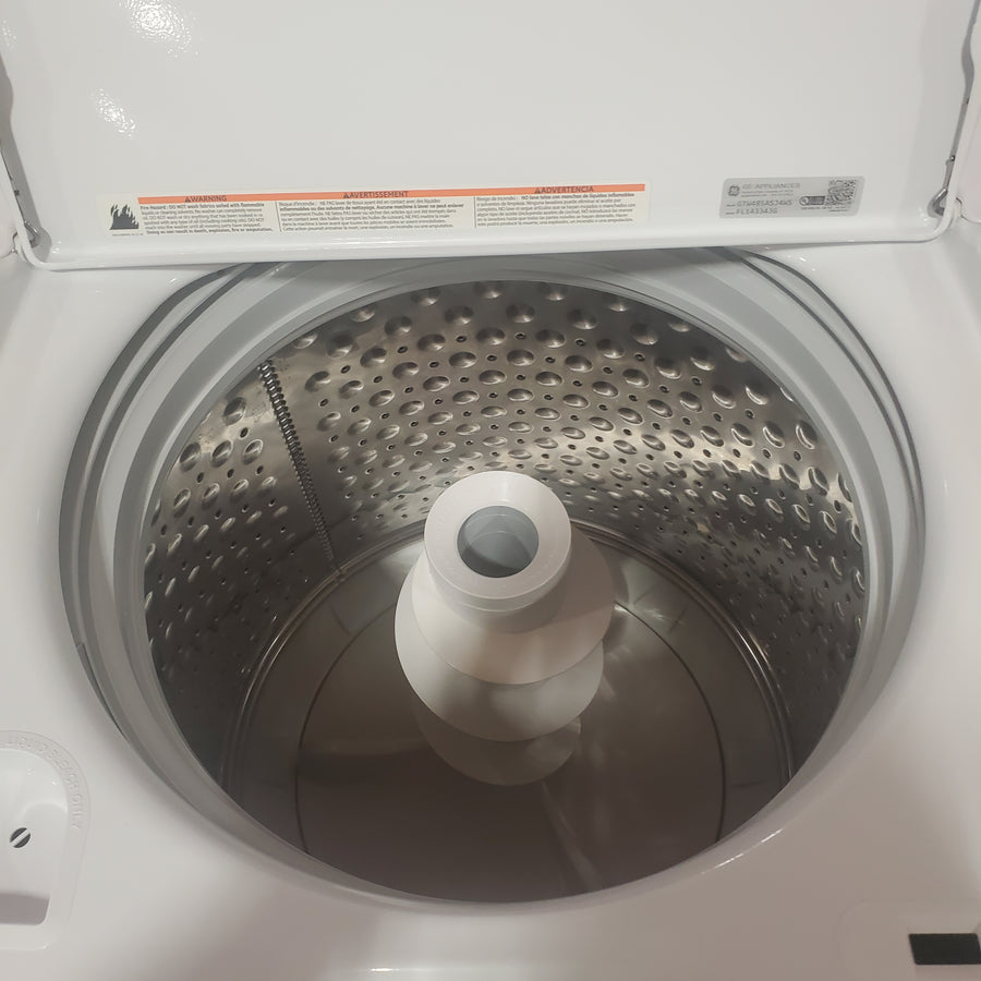 GE High Efficiency Agitator Medium 4.2-cu ft Top-Load Washer in White GTW485ASJWS - Certified Refurbished and GE White Electric 7.2 Cu. Ft. Dryer with Aluminized Alloy Drum 16291 - GTD45EASJWS - Certified Refurbished