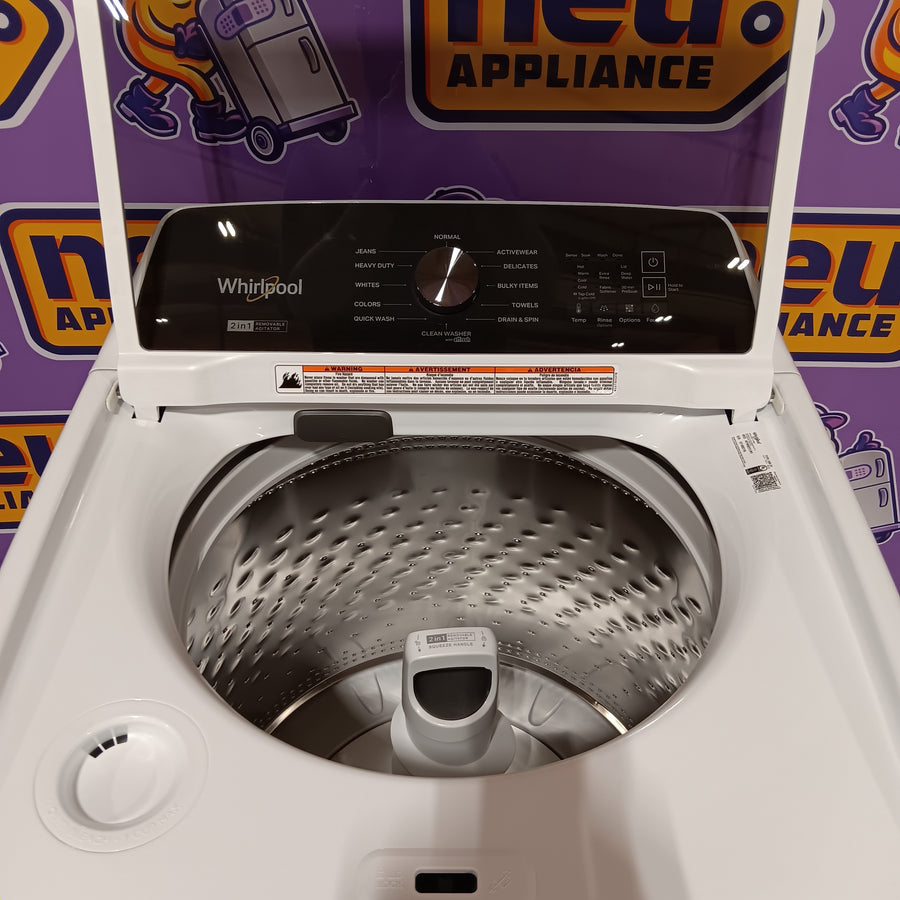Whirlpool Top Load 4.7 Cu. Ft. Washer in White with 2-in-1 Removable Agitator WTW5057LW - Scratch & Dent - Minor and Whirlpool 7.0 cu. ft. Electric Dryer with Hamper Door 16247 - WED5010LW - Open Box