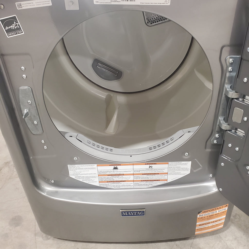 Pictures of Maytag Metallic Slate Smart Front Load Electric 7.3 Cu. Ft. Dryer with Extra Power and Advanced Moisture Sensing Plus MED8630HC - Scratch and Dent (Moderate) - Neu Appliance Outlet - Discount Appliance Outlet in Austin, Tx