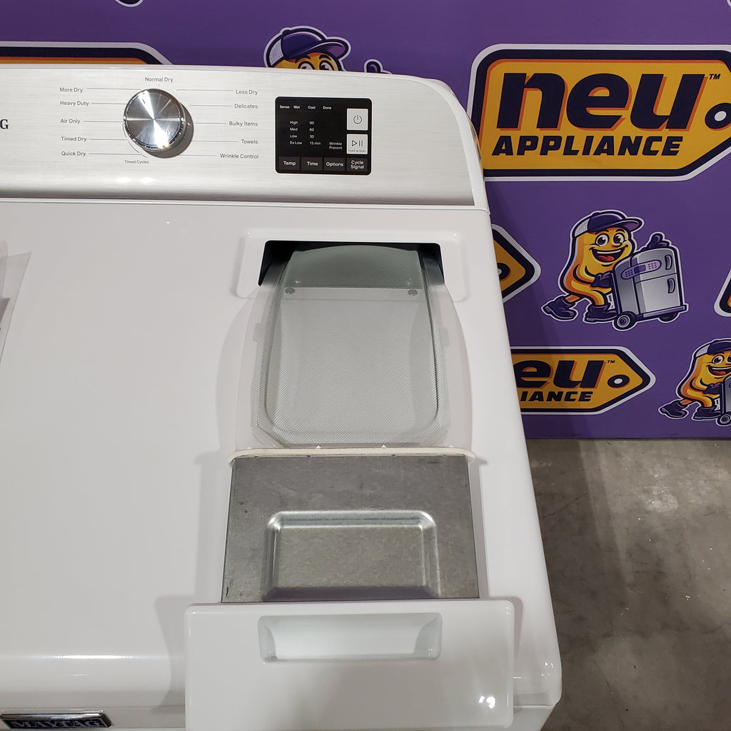 Pictures of Maytag Top Load 4.8 cu ft Washer with Deep Fill and Slow-Close Glass Lid MVW6200KW - Scratch & Dent (Minor) and Maytag 7.0 cu ft Electric Dryer with Moisture Sensing and Quick Dry Cycle 16161 - MED6200KW - Scratch & Dent (Minor) - Neu Appliance Outlet - Discount Appliance Outlet in Austin, Tx