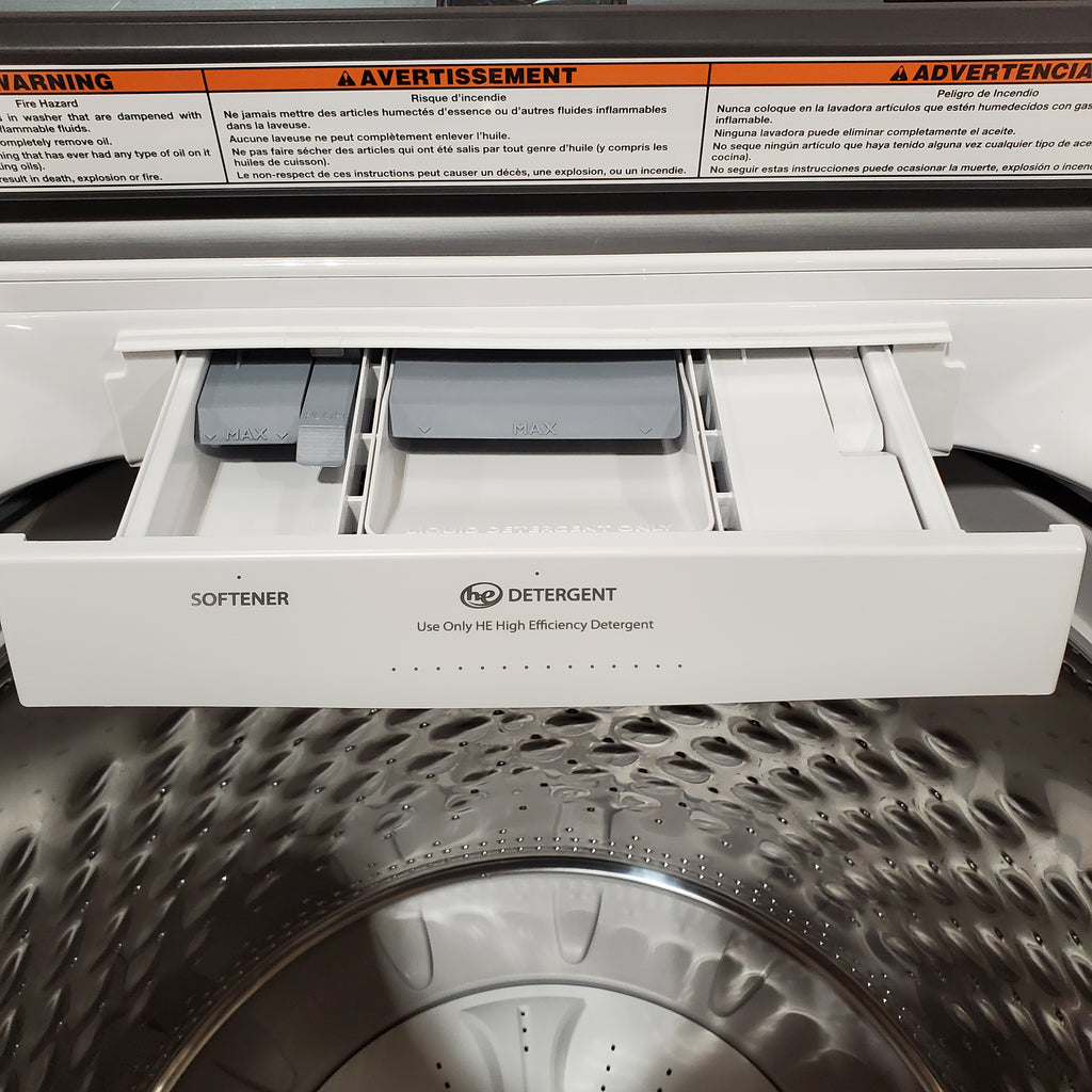 Pictures of Maytag Top Load 4.8 cu ft Washer with Deep Fill and Slow-Close Glass Lid MVW6200KW - Scratch & Dent (Minor) and Maytag 7.0 cu ft Electric Dryer with Moisture Sensing and Quick Dry Cycle 16160 - MED6200KW - Scratch & Dent (Minor) - Neu Appliance Outlet - Discount Appliance Outlet in Austin, Tx