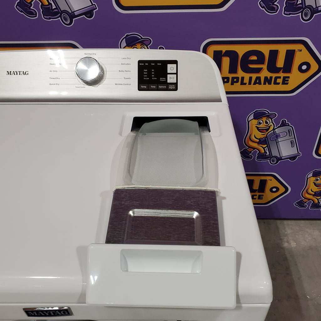 Pictures of Maytag Top Load 4.8 cu ft Washer with Deep Fill and Slow-Close Glass Lid MVW6200KW - Scratch & Dent (Minor) and Maytag 7.0 cu ft Electric Dryer with Moisture Sensing and Quick Dry Cycle 16155 - MED6200KW - Open Box - Neu Appliance Outlet - Discount Appliance Outlet in Austin, Tx