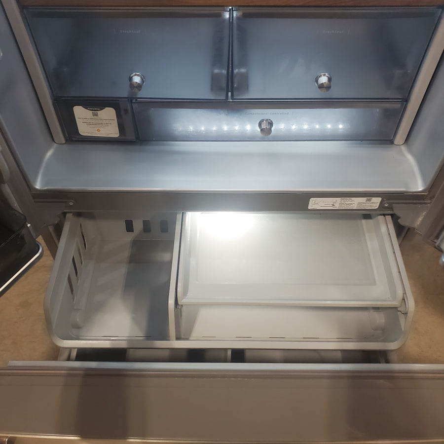 KitchenAid 23.8 cu. ft. Counter-Depth French Door Platinum Interior Refrigerator with PrintShield™ Finish 31135SD264 - KRFC704FPS - Scratch and Dent (Moderate)