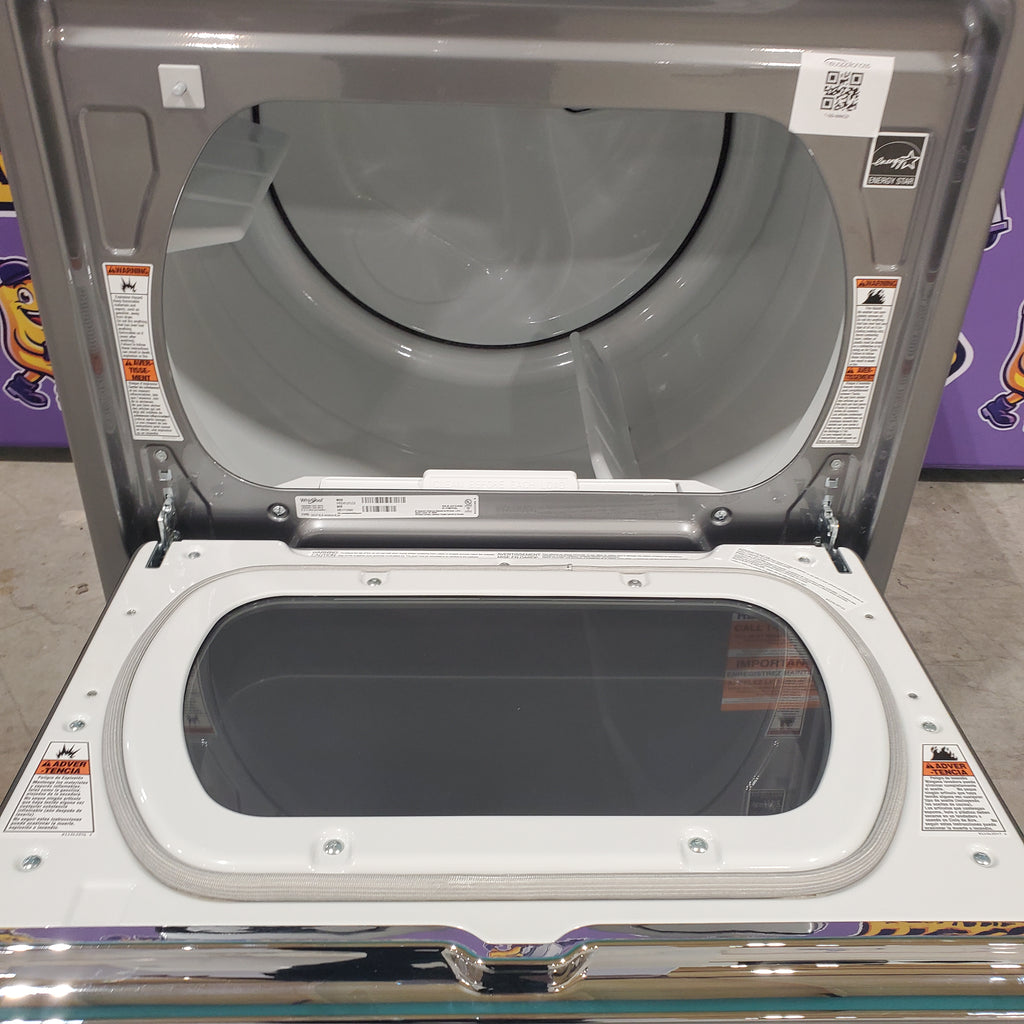 Pictures of Whirlpool Chrome Shadow 5.2 - 5.3 cu. ft. ENERGY STAR Top Load Washer with 2 in 1 Removable Agitator and Load & Go™ dispenser WTW8127LC and 7.4 cu. ft. Top Load Electric Dryer with Advanced Moisture Sensing WED8127LC - Scratch & Dent - Minor - Neu Appliance Outlet - Discount Appliance Outlet in Austin, Tx
