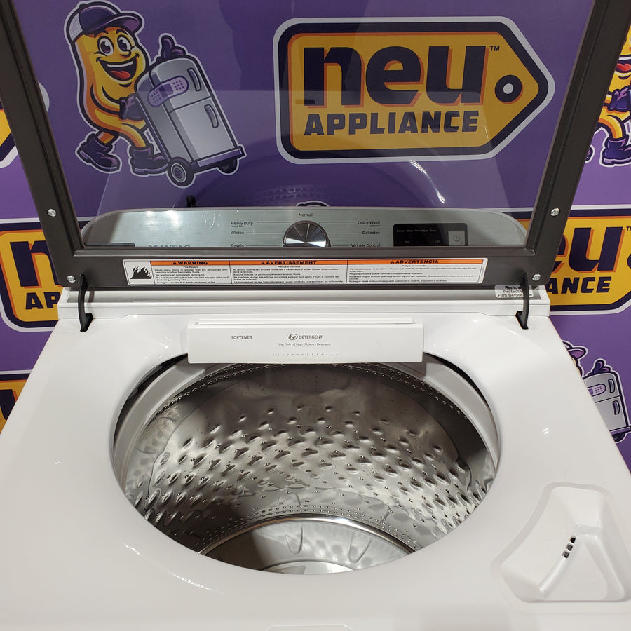 Maytag Top Load 4.8 cu ft Washer with Deep Fill and Slow-Close Glass Lid MVW6200KW - Scratch & Dent (Minor) and Maytag 7.0 cu ft Electric Dryer with Moisture Sensing and Quick Dry Cycle 16195 - MED6200KW - Scratch & Dent (Moderate)