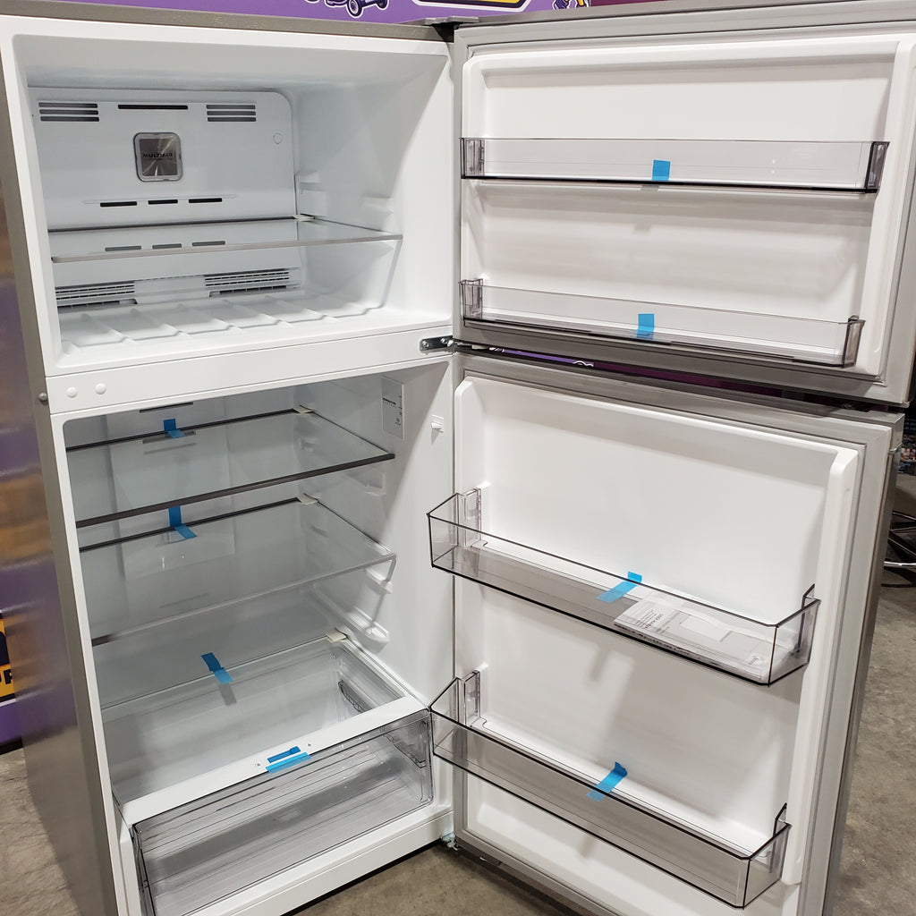 Pictures of Midea 14 cu. ft. Garage Ready Top-Freezer Refrigerator in Stainless Steel 22231SD318 - MRT14D2BST - Scratch & Dent (Major) - Neu Appliance Outlet - Discount Appliance Outlet in Austin, Tx