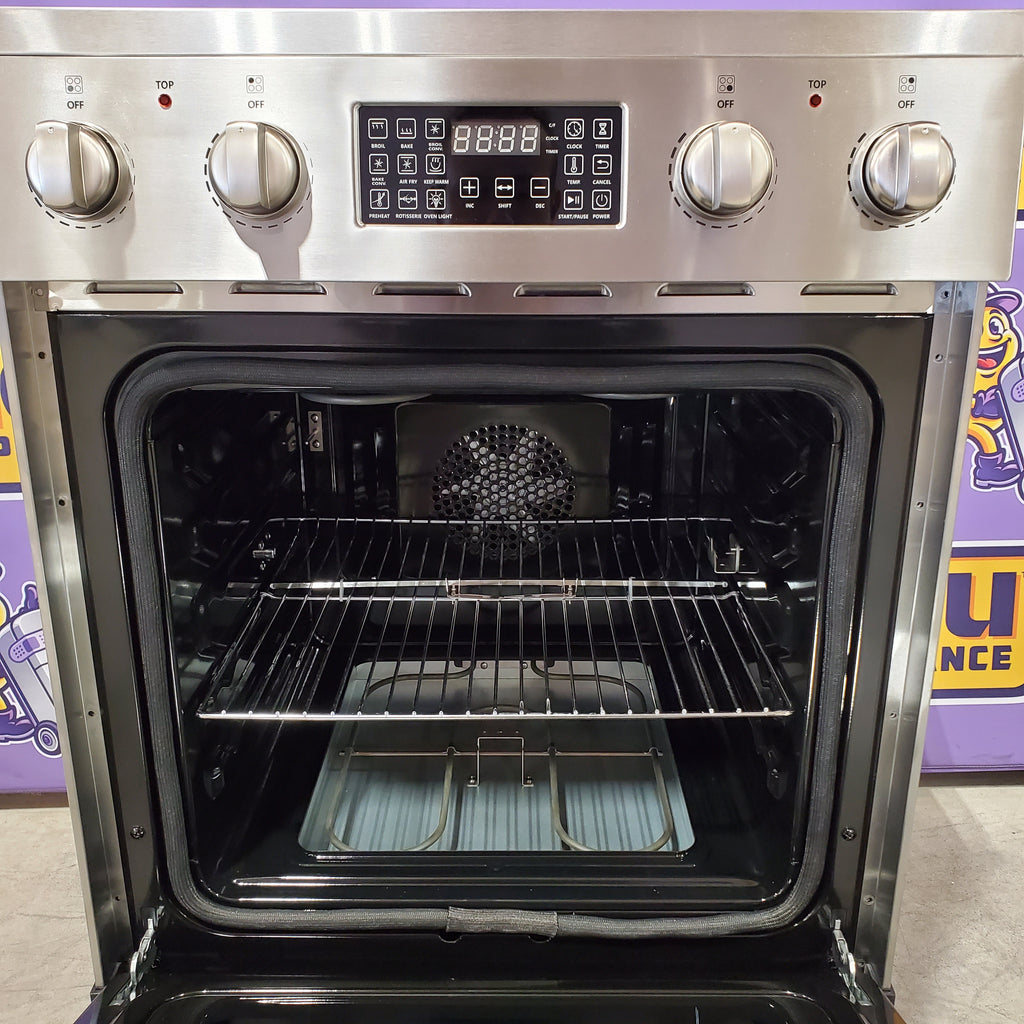 Pictures of Lanbo 24 in. 4 Burner Elements Freestanding Electric Range in Stainless Steel with Air Fry, Rotisserie and True Convection 251315SD1150 - LBERT24RCSAA - Scratch & Dent (Minor) - Neu Appliance Outlet - Discount Appliance Outlet in Austin, Tx