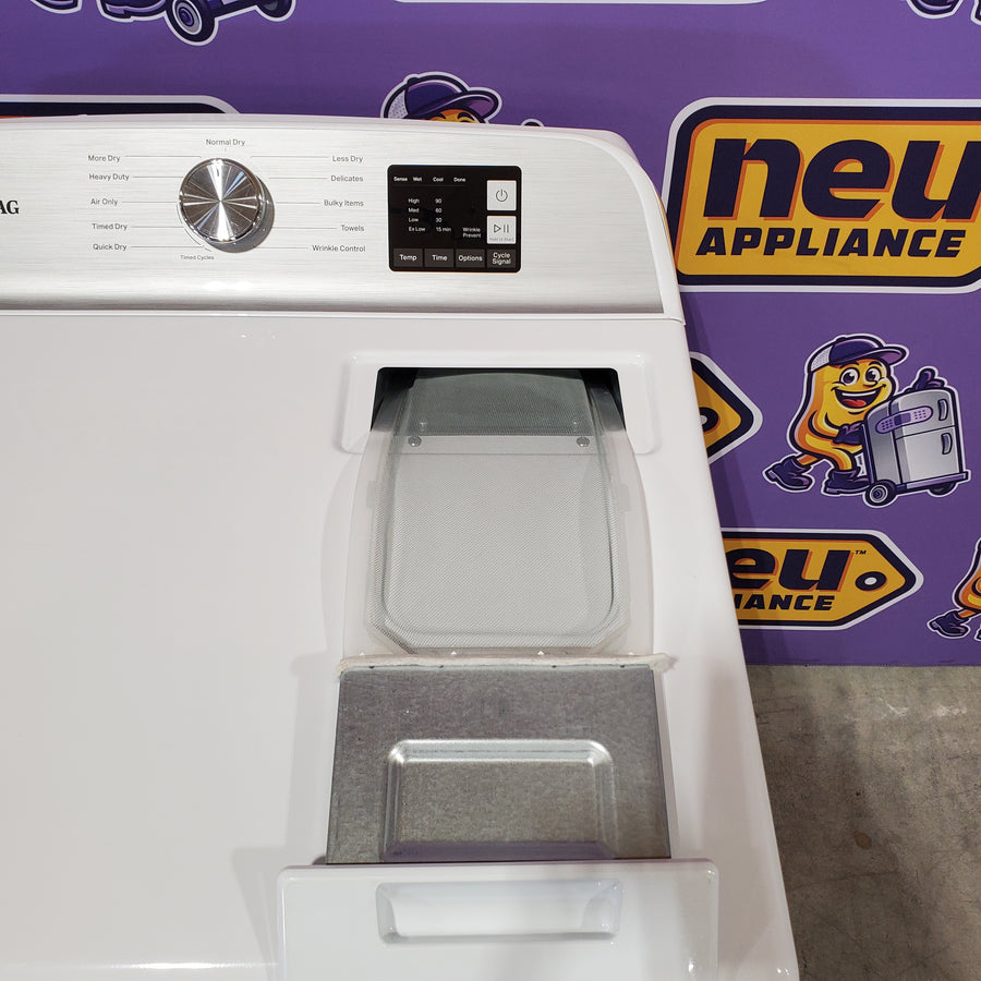 Maytag Top Load 4.8 cu ft Washer with Deep Fill and Slow-Close Glass Lid MVW6200KW - Scratch & Dent (Minor) and Maytag 7.0 cu ft Electric Dryer with Moisture Sensing and Quick Dry Cycle 16221 - MED6200KW - Scratch & Dent (Moderate)