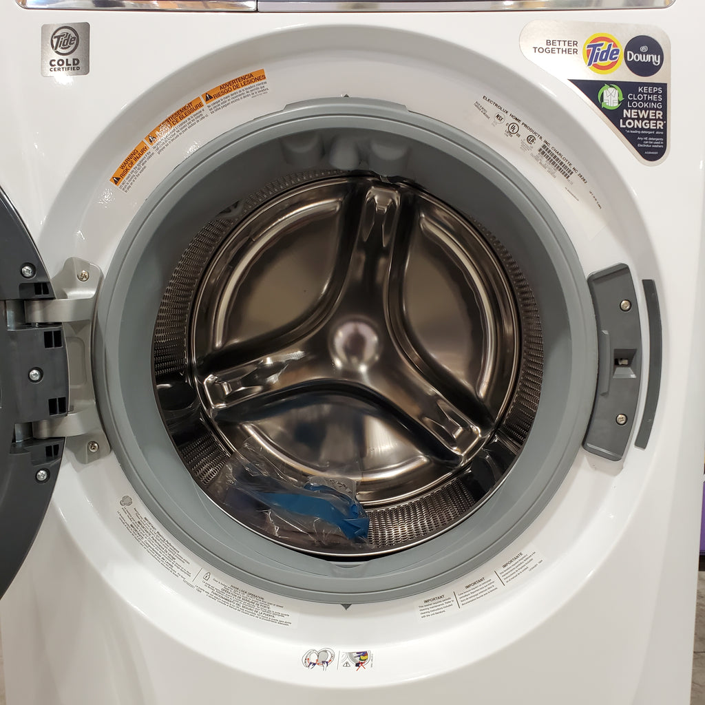 Pictures of Electrolux 4.5 cu. ft. Stackable Front Load Washer in White with LuxCare Plus Wash System, Pure Rinse and 15-minute Fast Wash ELFW7537AW - Open Box and 8-cu ft Stackable Steam Cycle Electric Dryer in White ELFE7637AW - Open Box - Neu Appliance Outlet - Discount Appliance Outlet in Austin, Tx