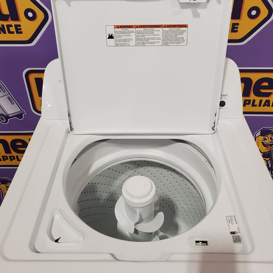 Amana Top Load 3.5 Cu. Ft. Washer with Dual Action Agitator, Porcelain Tub, and Late Lid Lock 22136SD360 - NTW4516FW - Scratch & Dent (Moderate)