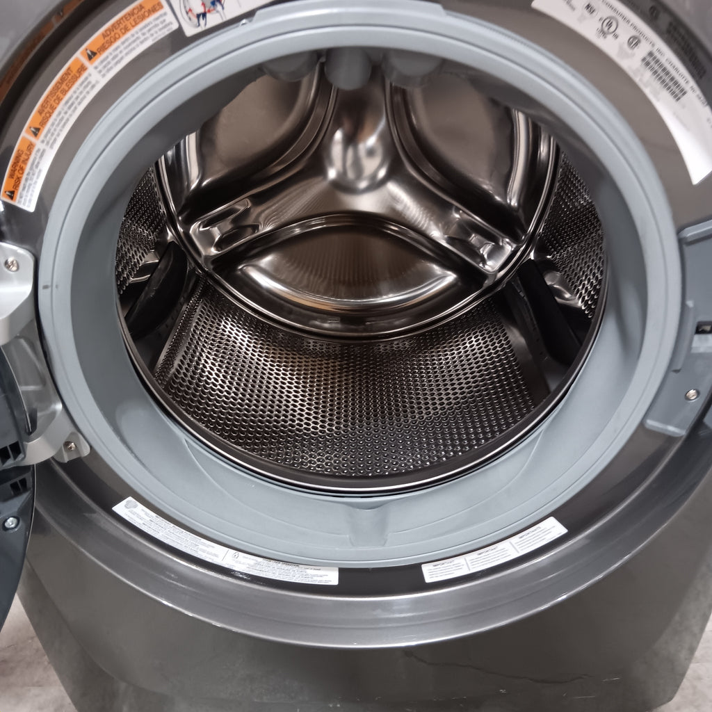 Pictures of Electrolux Titanium Front Load 600 Series 4.5 Cu. Ft. Washer with Smartboost ELFW7637AT - Scratch & Dent (Moderate) and Electrolux 8 cu. ft. vented Front Load Stackable 600 Series Electric Dryer with LuxCare Dry 16248 - ELFE7637AT - Scratch & Dent (Minor) - Neu Appliance Outlet - Discount Appliance Outlet in Austin, Tx