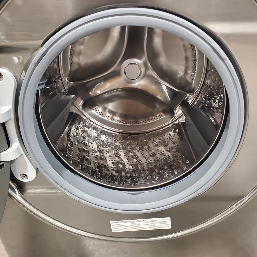 Samsung 4.5 cu. ft. Large Capacity Smart Front Load Washer with Super Speed Wash in Platinum WF45B6300AP - Scratch & Dent (Minor) and Samsung 7.5 cu. ft. Front Load Electric Dryer with Steam 16135 - DVE45B6300P - Scratch & Dent (Minor)