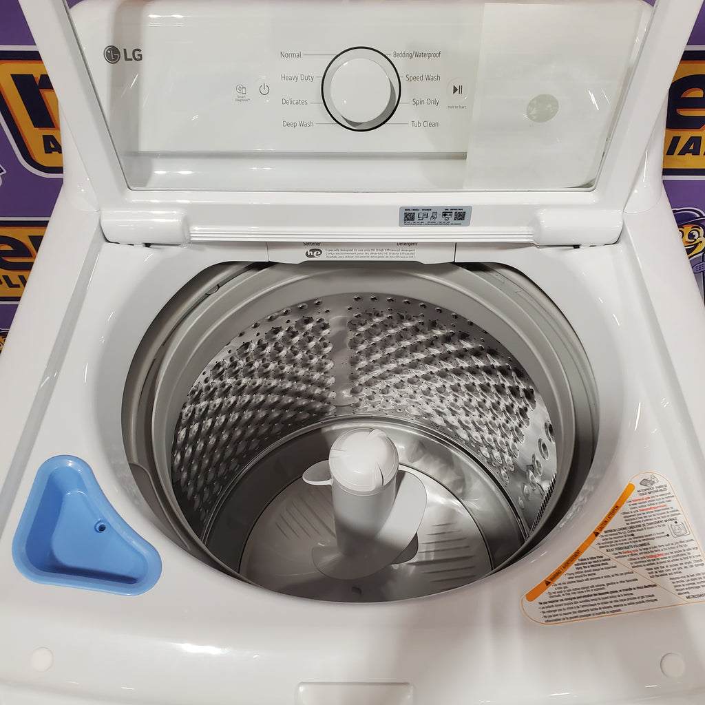 Pictures of LG Top Load 4.1 Cu. Ft. Washer with TurboDrum Technology in White WT6105CW - Scratch & Dent (Minor) and LG 7.3 Cu. Ft. Electric Rear Control Ultra Large Capacity Dryer in White with Sensor Dry 16122 - DLE6100W - Open Box - Neu Appliance Outlet - Discount Appliance Outlet in Austin, Tx