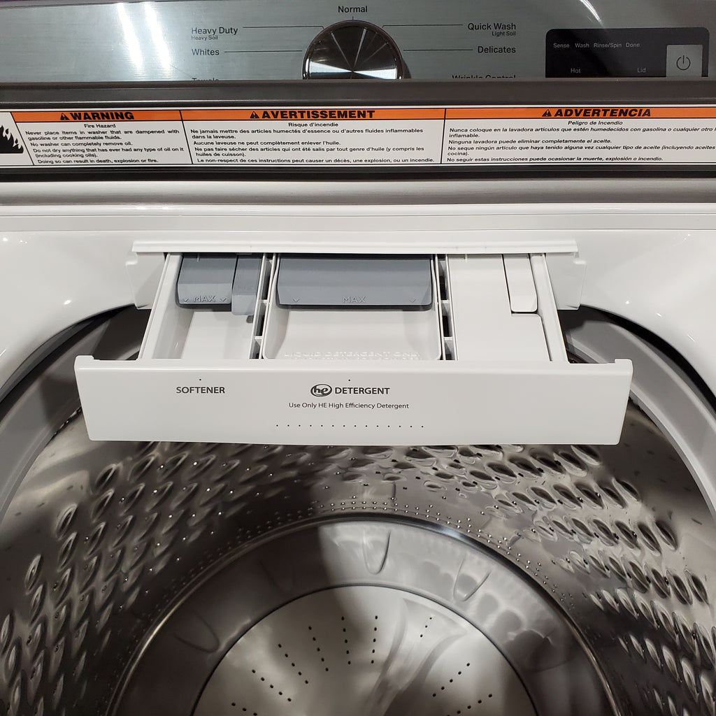 Pictures of Maytag Top Load 4.8 cu ft Washer with Deep Fill and Slow-Close Glass Lid MVW6200KW - Scratch & Dent (Minor) and Maytag 7.0 cu ft Electric Dryer with Moisture Sensing and Quick Dry Cycle 16158 - MED6200KW - Scratch & Dent (Minor) - Neu Appliance Outlet - Discount Appliance Outlet in Austin, Tx