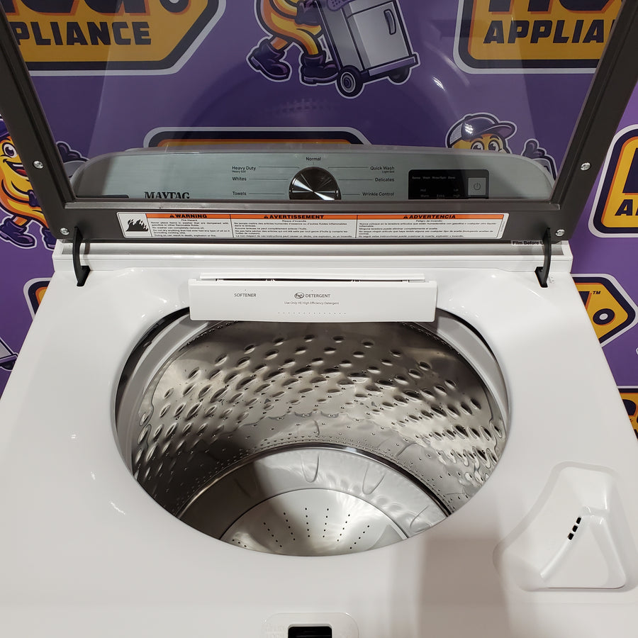 Maytag Top Load 4.8 cu ft Washer with Deep Fill and Slow-Close Glass Lid MVW6200KW - Scratch & Dent (Moderate) and Maytag 7.0 cu. ft Top Load Gas Dryer with Moisture Sensing 16219 - MGD6200KW - Scratch and Dent (Minor)