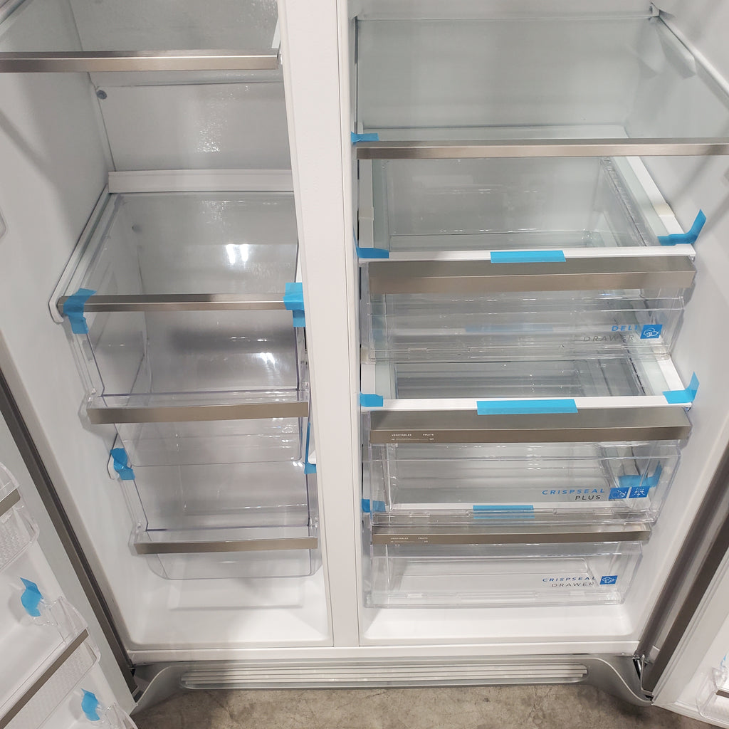 Frigidaire 22.3-cu ft Counter-depth Side-by-Side Refrigerator with Ice Maker (Fingerprint Resistant Stainless Steel) ENERGY STAR 20SD095 - GRSC2352AF - Scratch & Dent (Moderate)