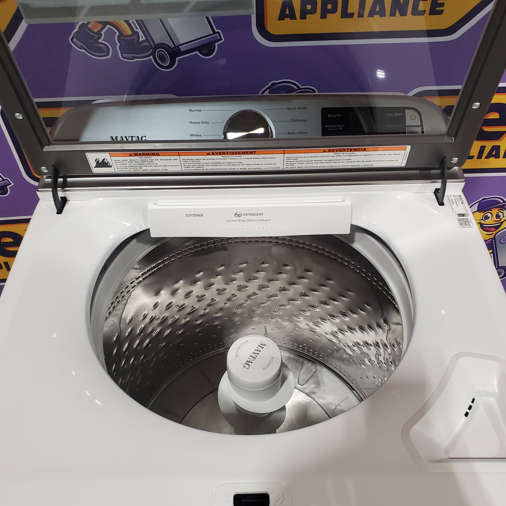 Maytag 5.2 Cu. Ft. Top Load Agitator Washer with Extra Power and Smart Appliance MTW6205RW - Open Box and Maytag 7.4 Cu. Ft. Top Load Electric Dryer with Extra Power and Advanced Moisture Sensing 16103 - MED6205RW - Open Box