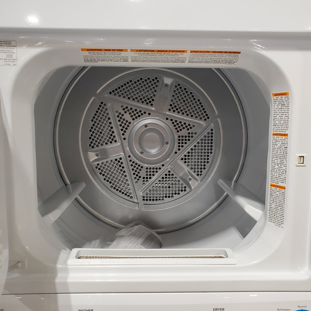 Frigidaire Electric Long Vent Stacked Laundry Center - 3.9 Cu. Ft Washer and 5.5 Cu. Ft. Dryer 4SD482 - FLCE7523AW - Scratch & Dent (Minor)