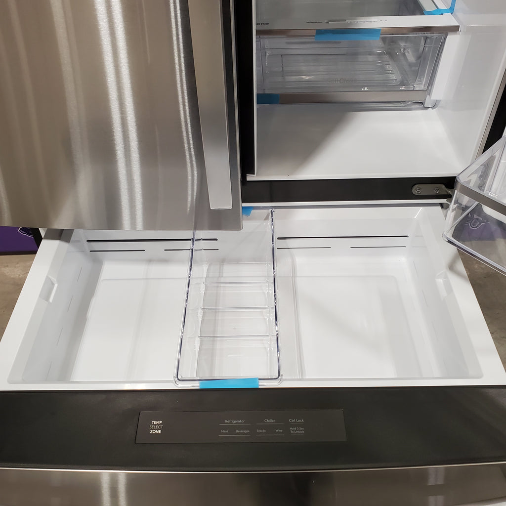 Pictures of GE Profile Fingerprint Resistant Stainless Steel Counter Depth 4 Door French Door 23.2 Cu. Ft. Refrigerator with LED Light Wall and Dual Dispense Auto Fill Pitcher PJE23BYWBFS - Open Box - Neu Appliance Outlet - Discount Appliance Outlet in Austin, Tx