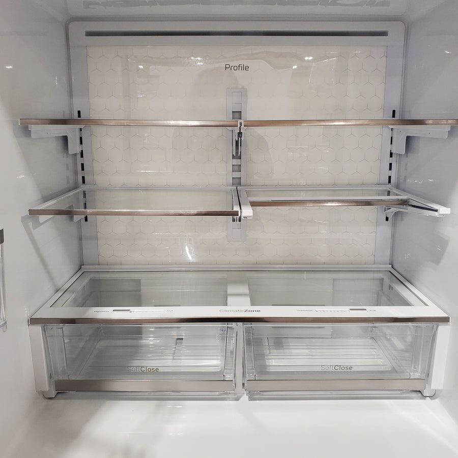 GE 23.2 cu. ft. Counter-Depth Fingerprint Resistant 4-Door French-Door Refrigerator w/ Dual-Dispense AutoFill Pitcher 31133SD135 - PJE23BYWFS - Scratch & Dent (MInor)