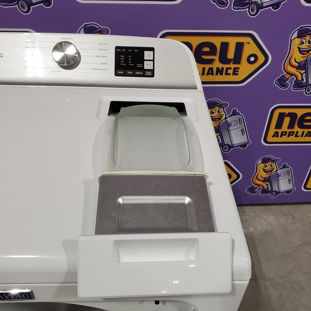 Pictures of Maytag Top Load 4.8 cu ft Washer with Deep Fill and Slow-Close Glass Lid MVW6200KW - Scratch & Dent (Minor) and Maytag 7.0 cu ft Electric Dryer with Moisture Sensing and Quick Dry Cycle 16157 - MED6200KW - Scratch & Dent (Minor) - Neu Appliance Outlet - Discount Appliance Outlet in Austin, Tx
