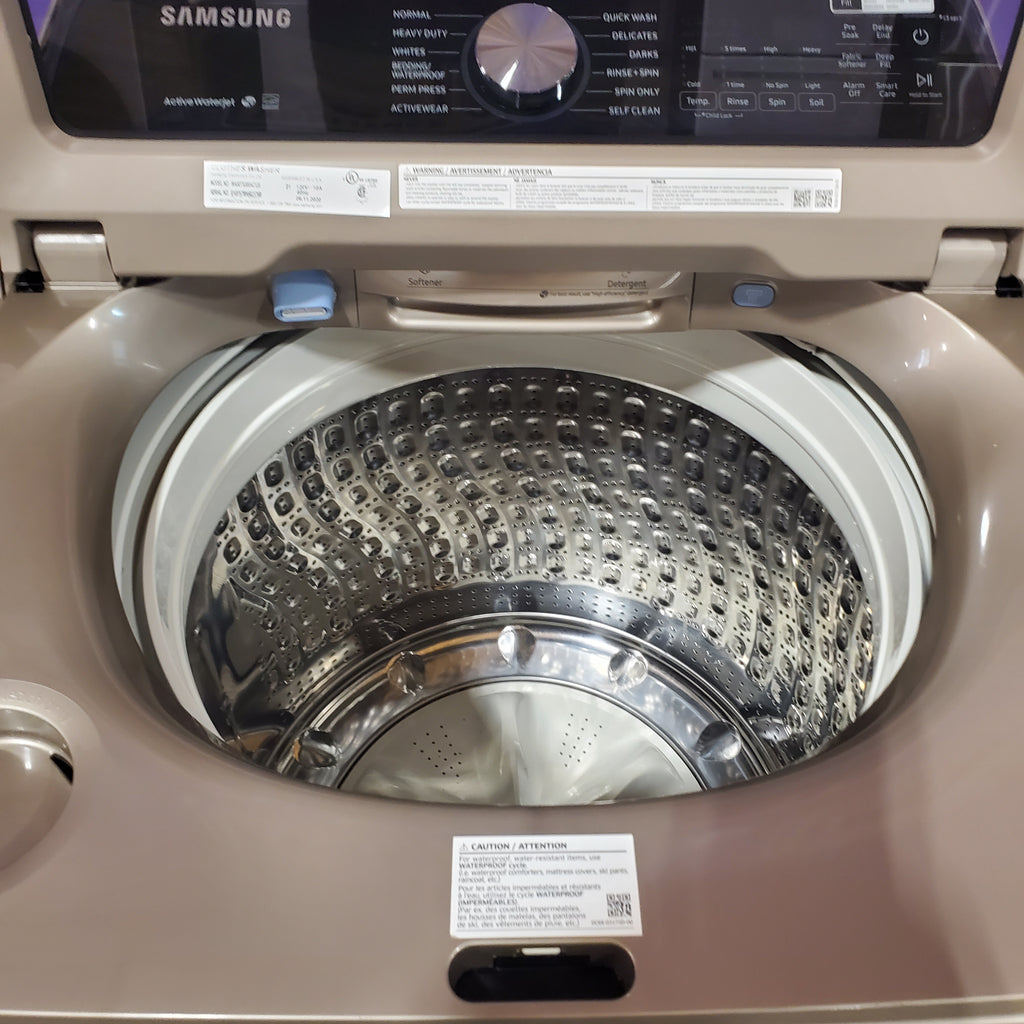 Pictures of Samsung 5.0 cu. ft. High Efficiency Top Load Washer with Active WaterJet in Champagne 1CR04086 - WA50T5300AC - Certified Refurbished - Neu Appliance Outlet - Discount Appliance Outlet in Austin, Tx