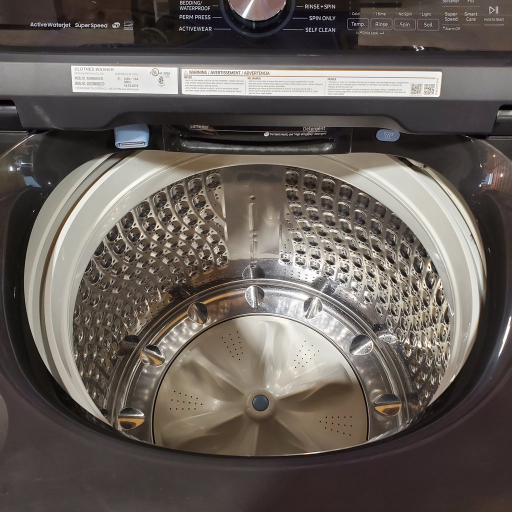 Pictures of Samsung 5.0 cu. ft. Energy Star Top Load Washer with Active Water Jet in Black Stainless Steel 1CR03094 - WA50R5400AV - Certified Refurbished - Neu Appliance Outlet - Discount Appliance Outlet in Austin, Tx