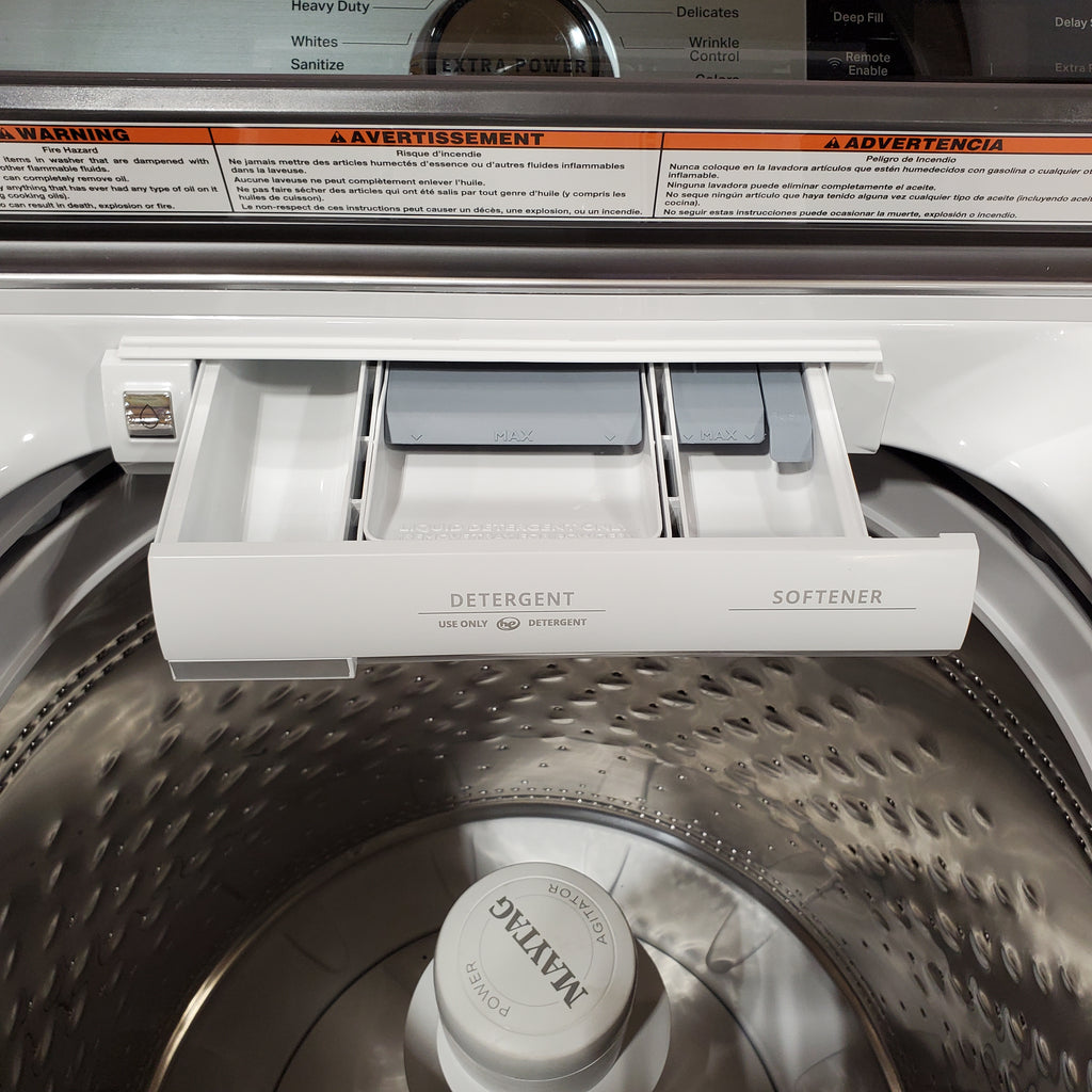 Pictures of Maytag Smart Top Load 5.2 Cu. Ft. Washer with Extra Power Button in White 25138SD764 - MVW7230HW - Scratch & Dent (Minor) - Neu Appliance Outlet - Discount Appliance Outlet in Austin, Tx