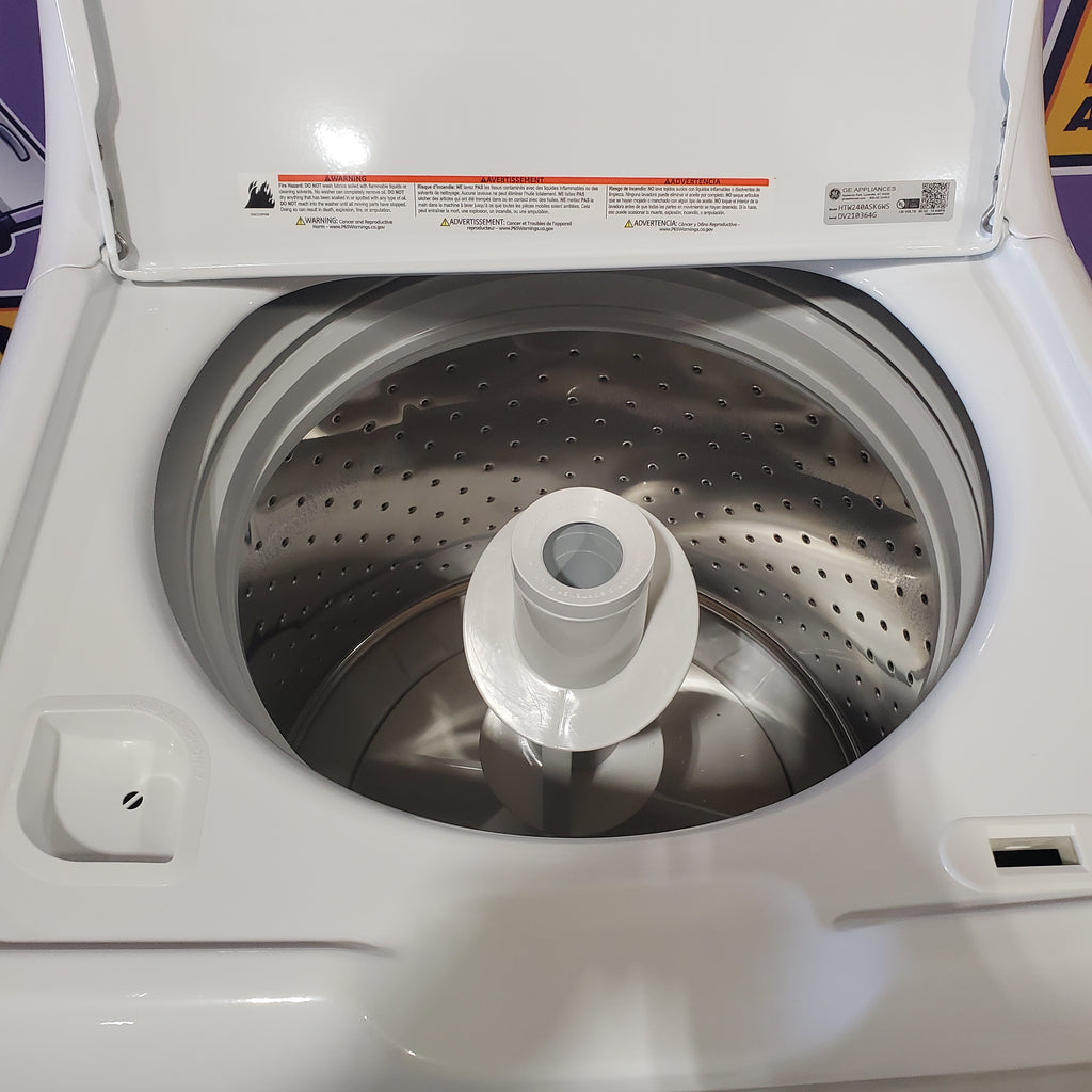 Pictures of Hotpoint White Top Load 3.8 Cu. Ft. Washer with Stainless Steel Basket and Heavy Duty Agitator HTW240ASKWS - Certified Refurbished - Neu Appliance Outlet - Discount Appliance Outlet in Austin, Tx