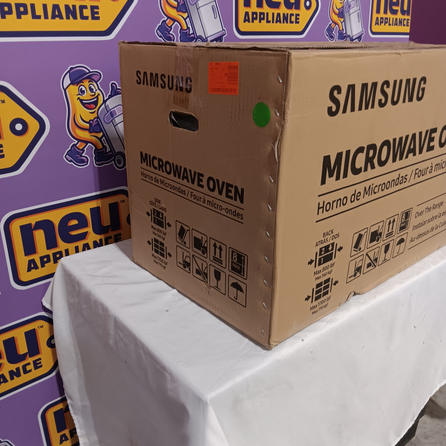 Samsung Bespoke 2.1 Cu. Ft. Over-the-Range Microwave with Sensor Cooking and Edge to Edge Glass Display in Matte Black Steel ME21DG6500MTAA - New in Box