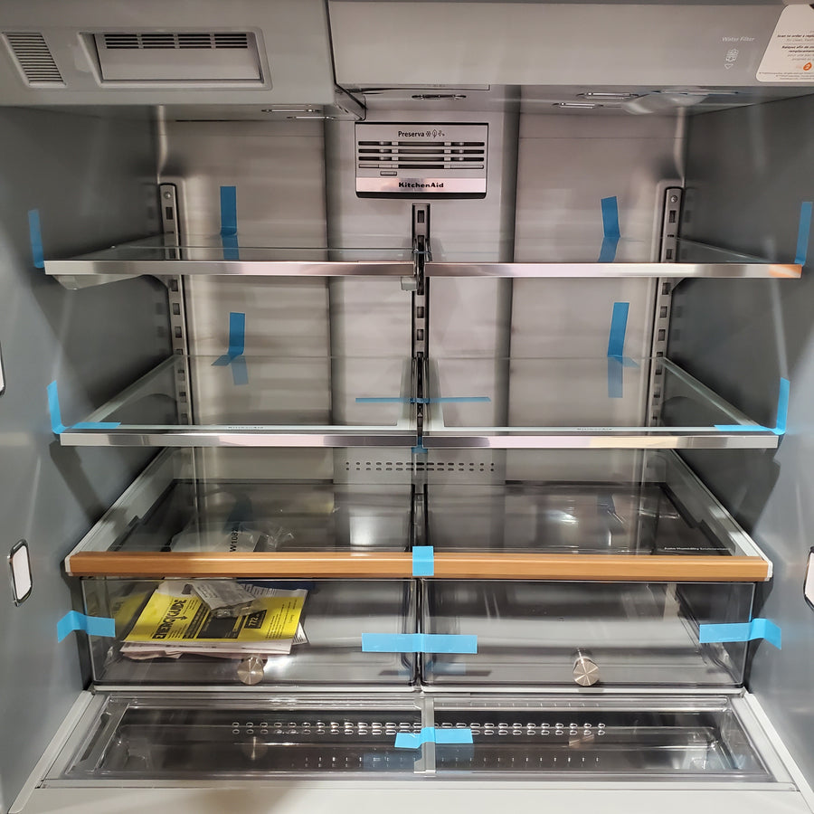 KitchenAid PrintShield Stainless 26.2 Cu. Ft. Multi-Door French Door Refrigerator with Platinum Interior and FreshChill™ Full-Width Refrigerated Drawer 22132SD163 - KRMF536RPS - Scratch & Dent (Minor)