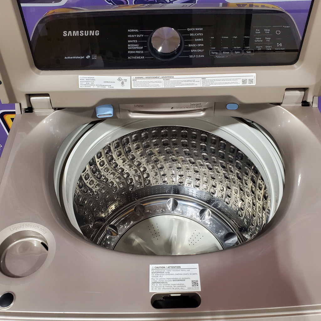 Pictures of Samsung 5.0 cu. ft. High Efficiency Top Load Washer with Active WaterJet in Champagne 1CR03095 - WA50T5300AC - Certified Refurbished - Neu Appliance Outlet - Discount Appliance Outlet in Austin, Tx