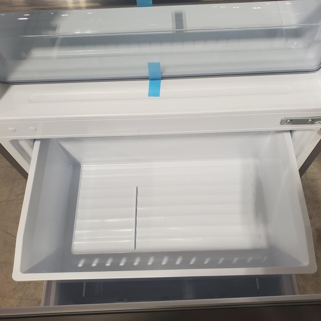 Hisense Counter Depth Bottom Freezer 17.2 Cu. Ft. Refrigerator with LED Lighting and Super Cool and Super Freeze in Fingerprint Stainless Steel 5SD199 - HRB171N6ASE - Scratch and Dent (Minor)