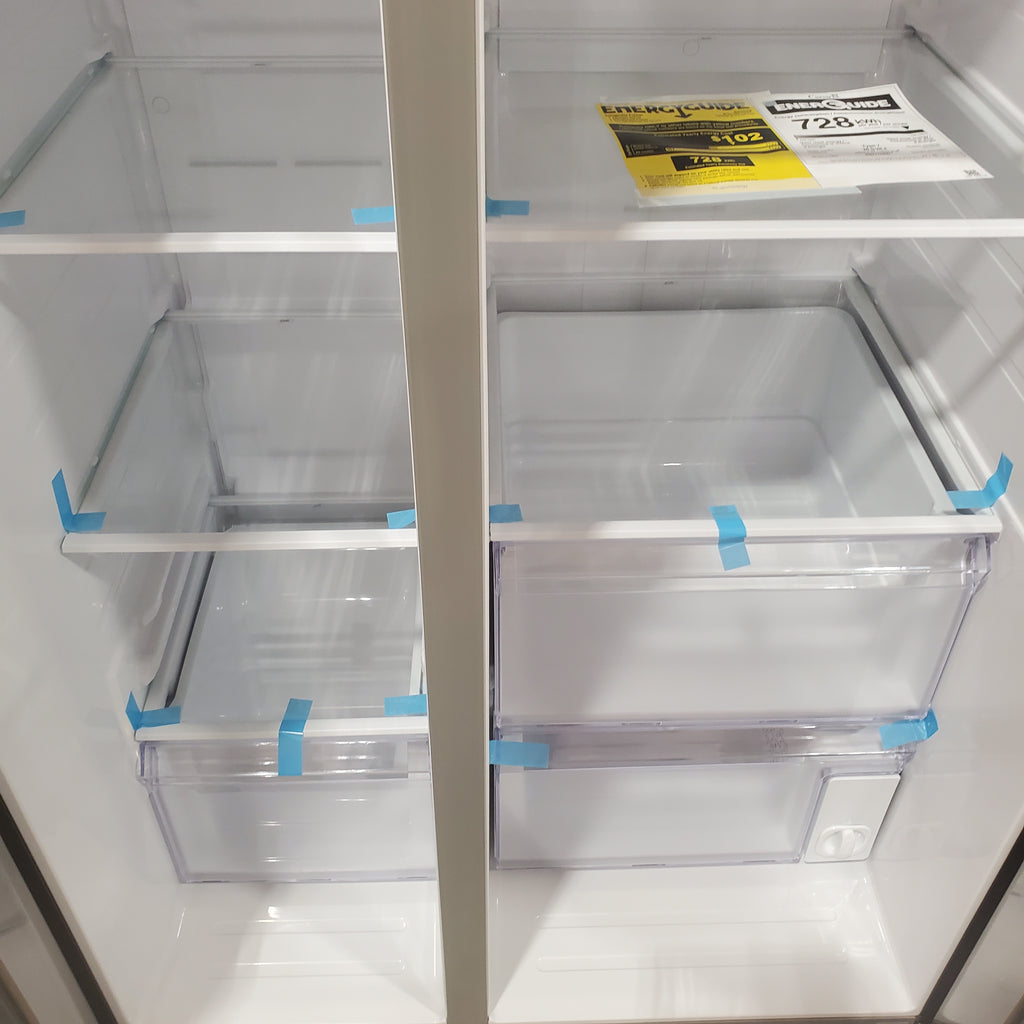 Pictures of Samsung 27.4-cu ft Side-by-Side Refrigerator with Ice Maker in Fingerprint Resistant Stainless Steel 4SD414 - RS27T5200SR - Scratch & Dent (Moderate) - Neu Appliance Outlet - Discount Appliance Outlet in Austin, Tx