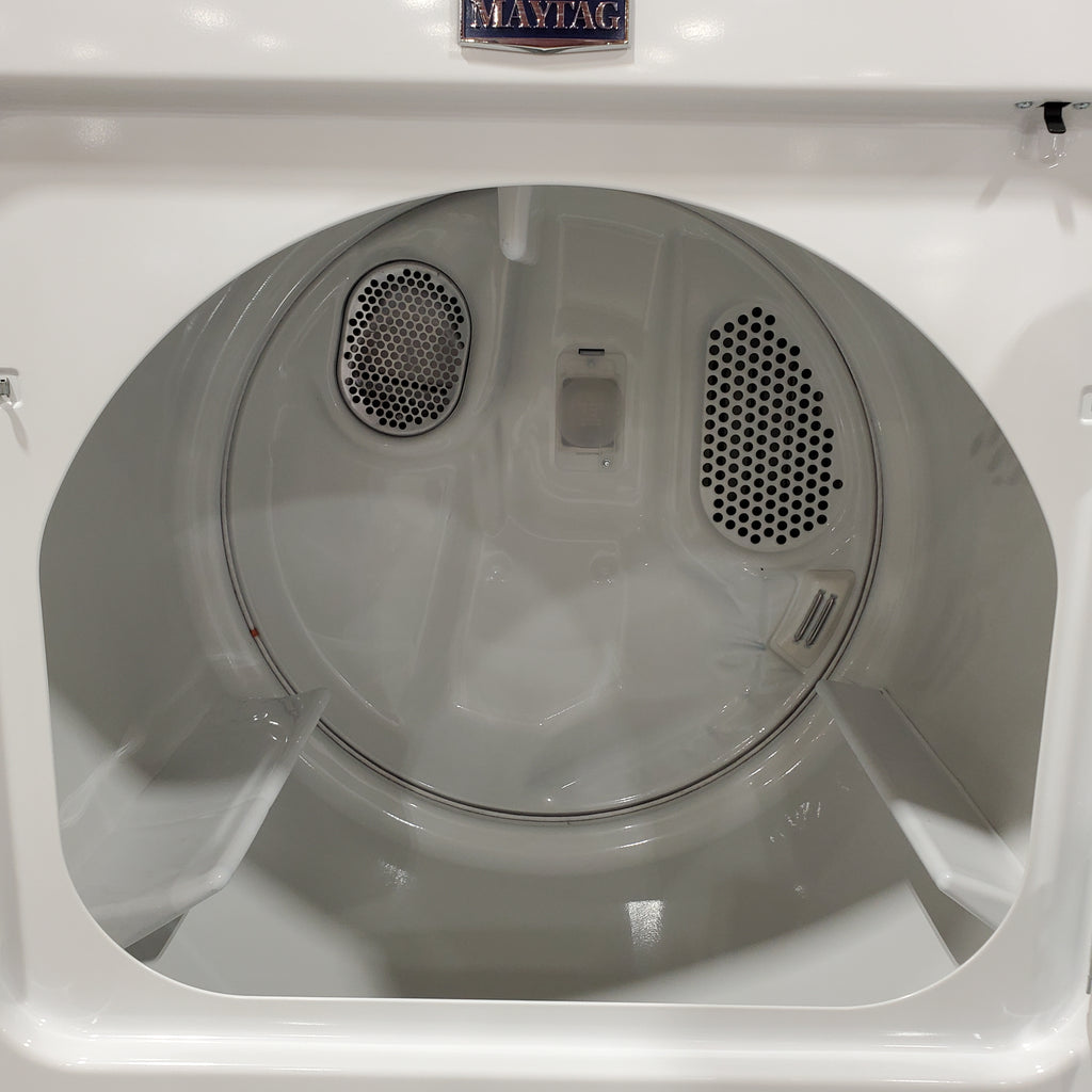 Pictures of Maytag Top Load 4.8 cu ft Washer with Deep Fill and Slow-Close Glass Lid MVW6200KW - Scratch & Dent (Minor) and Maytag 7.0 cu ft Electric Dryer with Moisture Sensing and Quick Dry Cycle 16164 - MED6200KW - Open Box - Neu Appliance Outlet - Discount Appliance Outlet in Austin, Tx