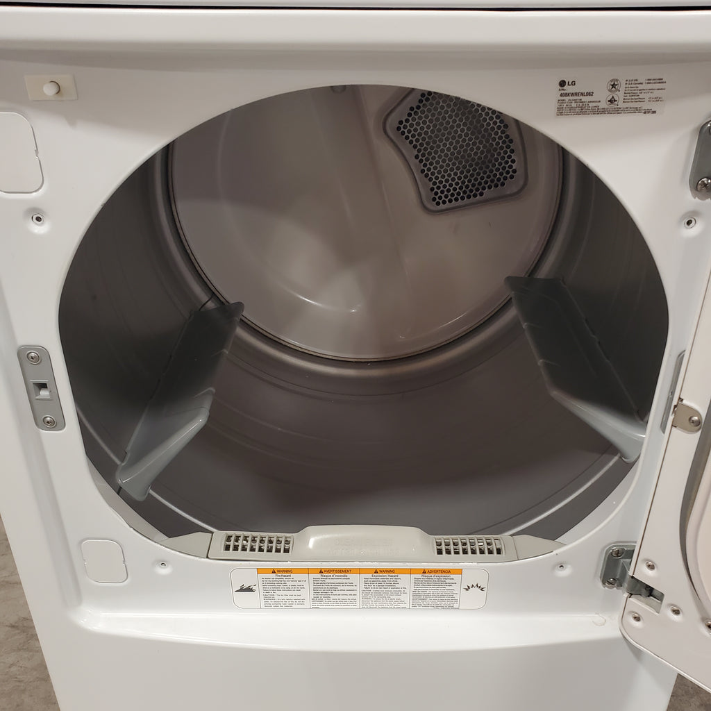 LG 4.1 Cu Ft Agitator Top-Load Washer with 4 Way Agitator and TurboDrum Technology WT6105CW - New in Box and LG 7.3 cu. ft. Ultra Large High Efficiency Gas Dryer w/ Sensor Dry Technology 15022 - DLG4971W - Certified Refurbished