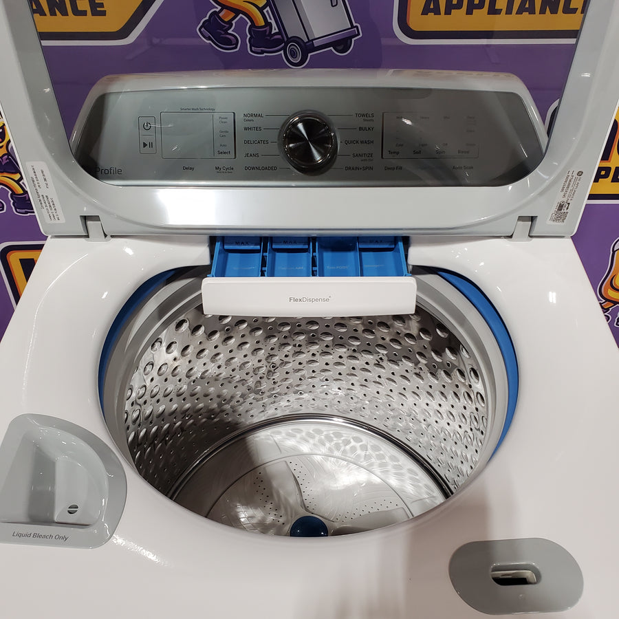 GE Profile 5.0 cu. ft. High-Efficiency ENERGY STAR Smart Top Load Washer in White with Microban Technology 22136SD365 - PTW600BSRWS - Scratch & Dent (Moderate)