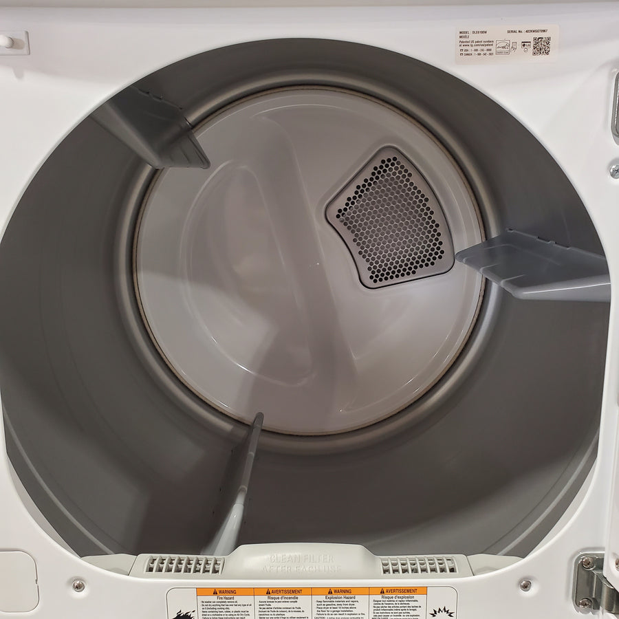 LG 7.3 Cu. Ft. Electric Rear Control Ultra Large Capacity Dryer in White with Sensor Dry 251313SD1066 - DLE6100W - Scratch & Dent (Moderate)