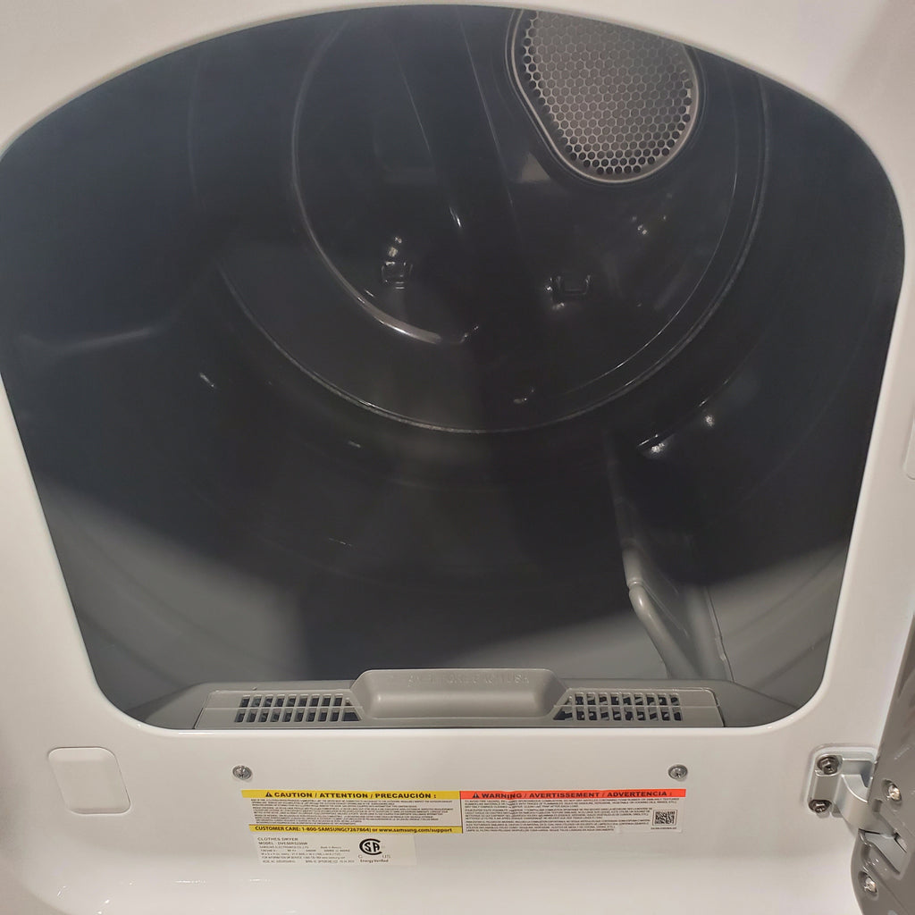 Pictures of Samsung White Top Load 5.0 Cu. Ft. Washer with Active Water Jet WA50R5200AW - Certified Refurbished and Samsung White Electric 7.4 Cu. Ft. Dryer with Sensor Dry DVE50R5200W - Scratch and Dent (Minor) - Neu Appliance Outlet - Discount Appliance Outlet in Austin, Tx